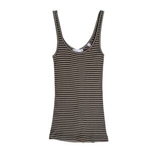 VINCE Black Tan Striped Scoop Neck Sleeveless Tank Top Women’s